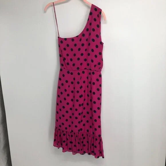 NWT Derek Lam 10 Crosby Taula Polka Dot One-Shoulder pink Dress  size 0 - Picture 4 of 15